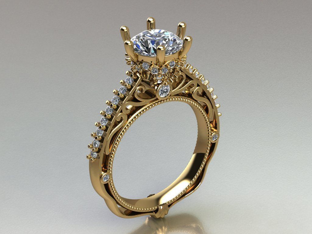 solitaire ring  3D print model_1