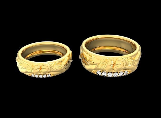 fashion Jewelry   Kiss Ring  3D print model