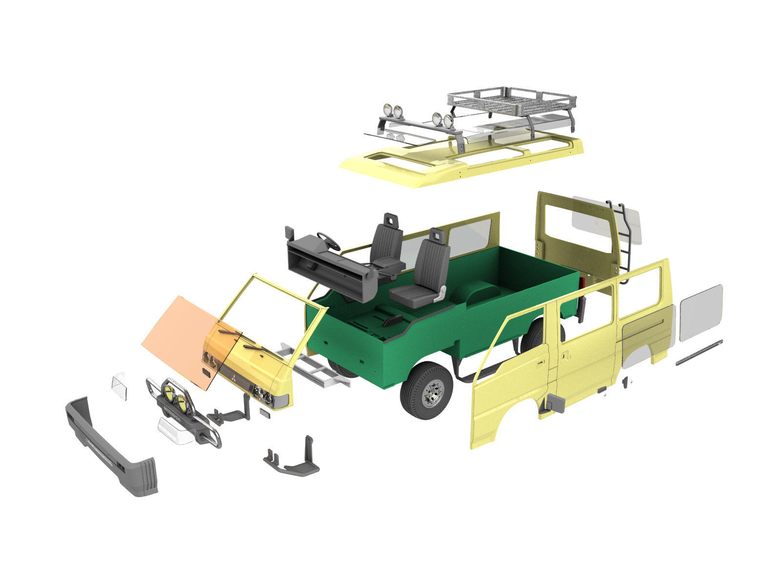 Mitsubishi Delica Star Wagon L300  fully 3d print for TRX4  3D print model_2