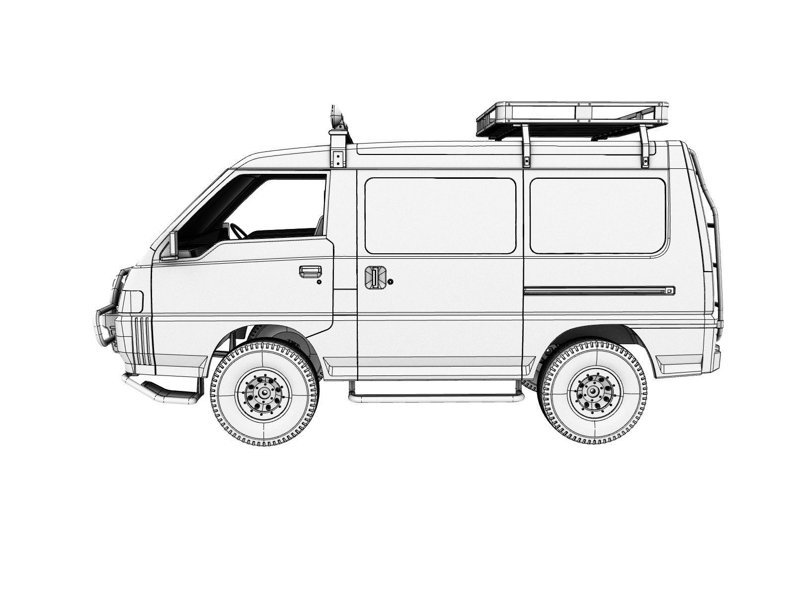 Mitsubishi Delica Star Wagon L300  fully 3d print for TRX4  3D print model_9