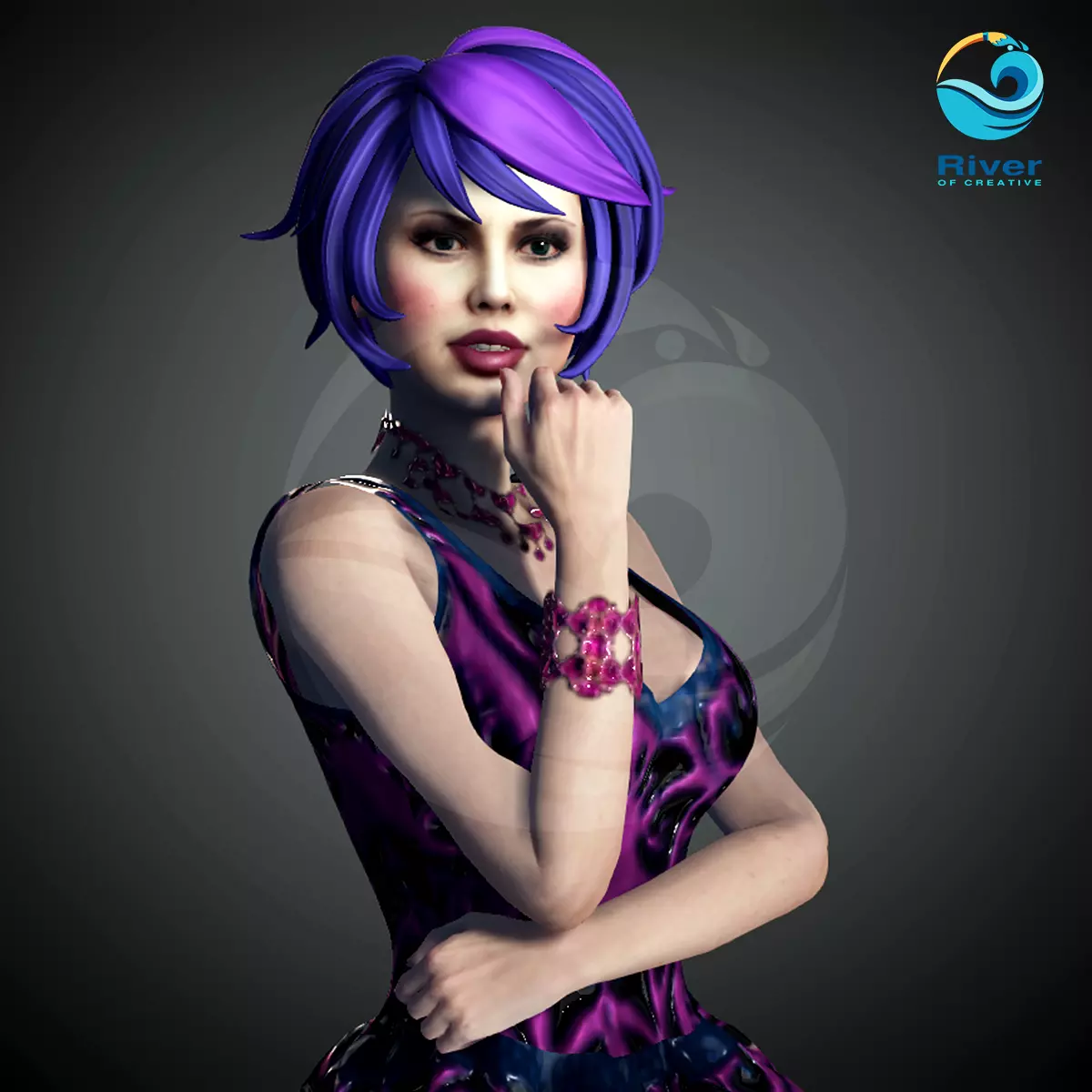 Purple Girl Free 3D model