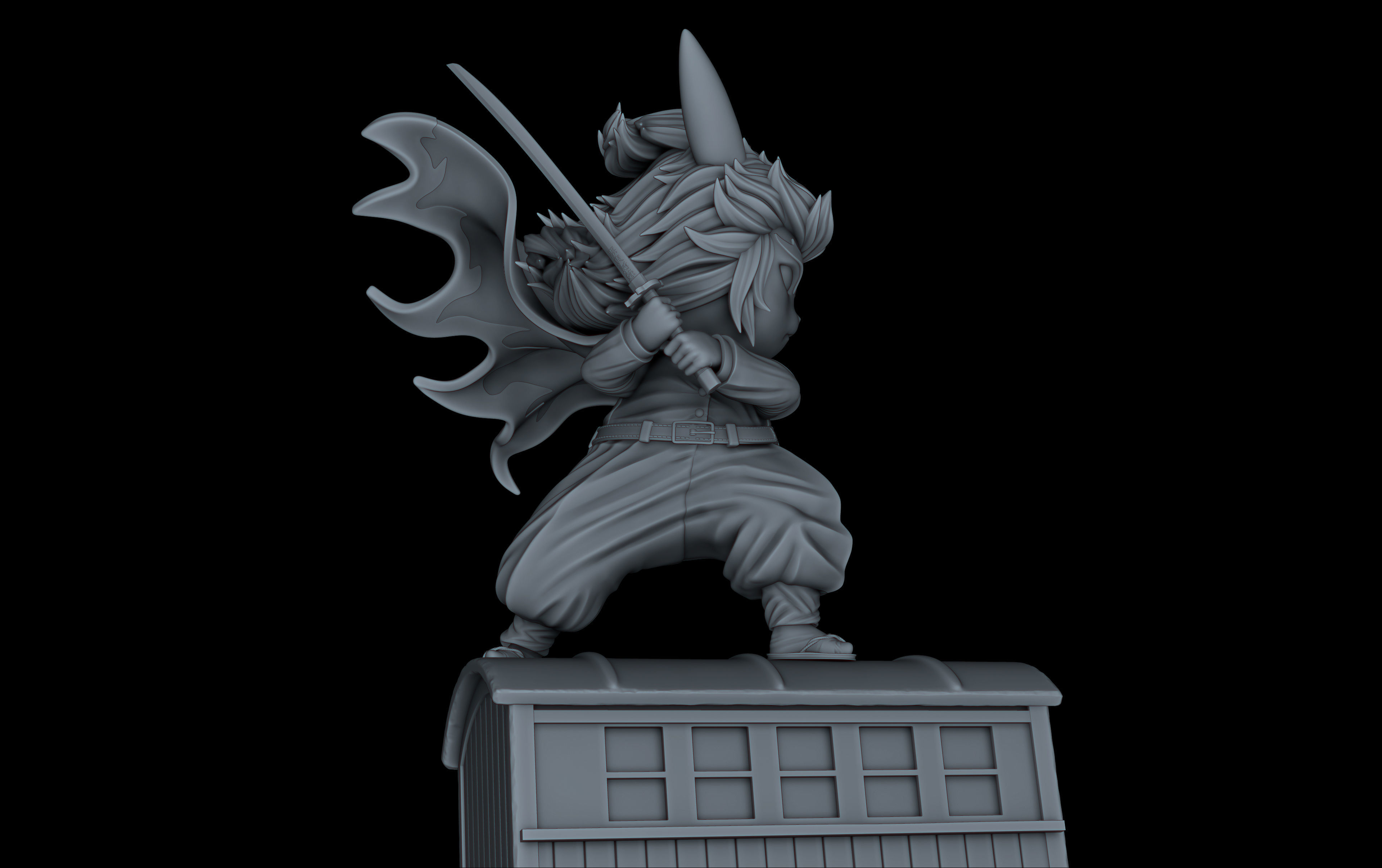 Pikachu cosplay Rengoku kyojuro 3D print model_4