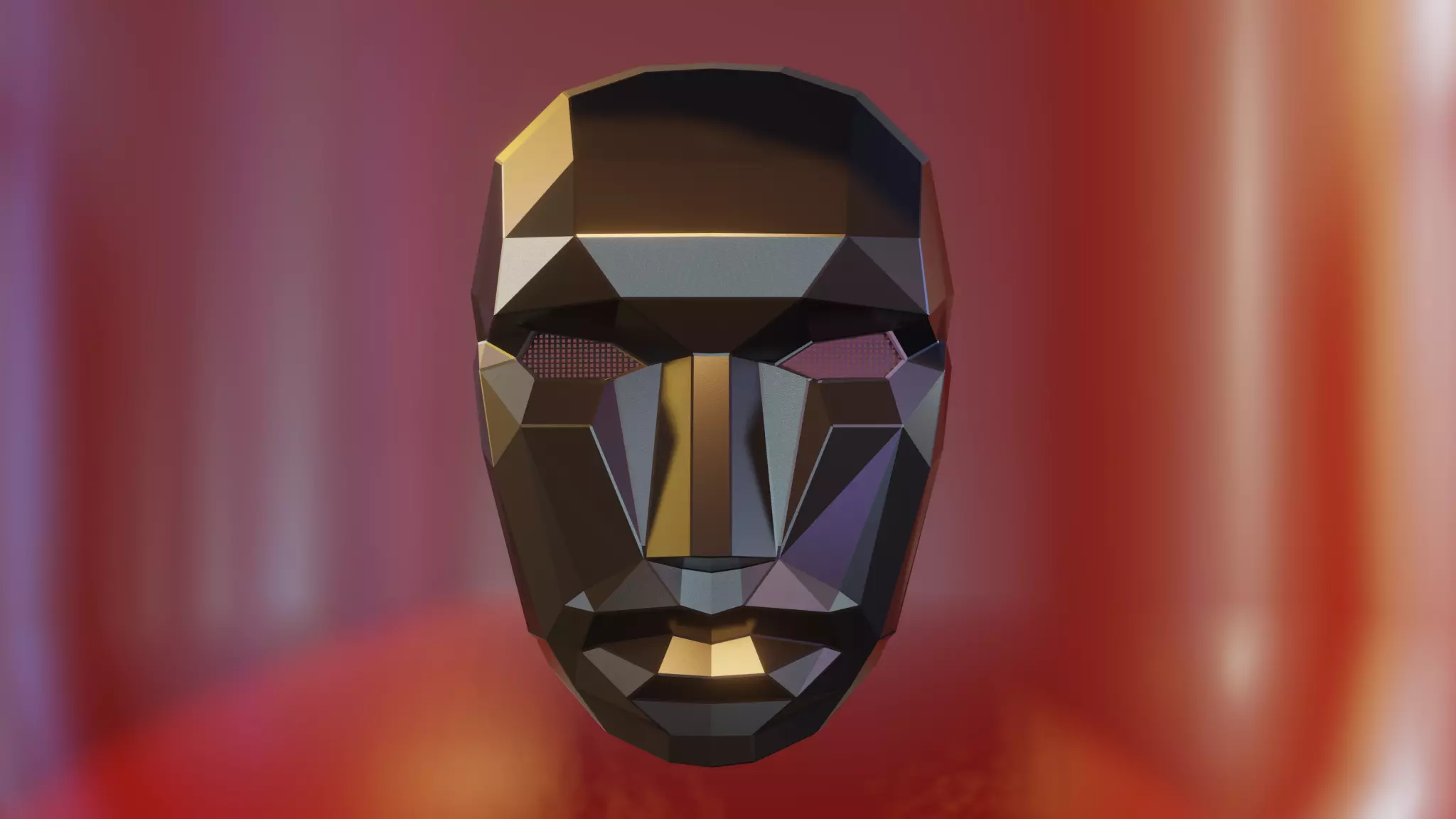 Black Front Man Mask Low-poly 3D model