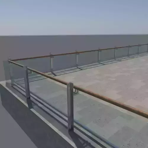 Wood and Glass Railing 3D model