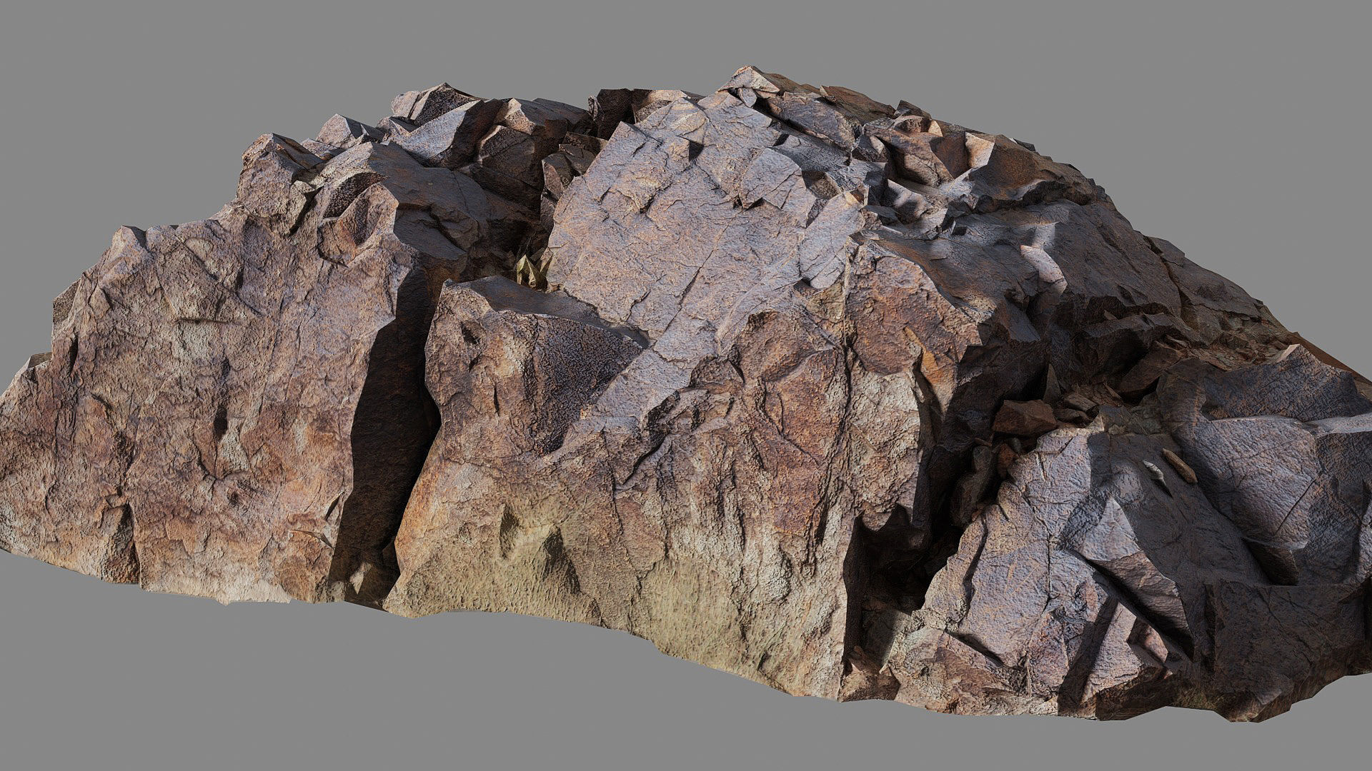 Cracked rock Low-poly 3D model_1