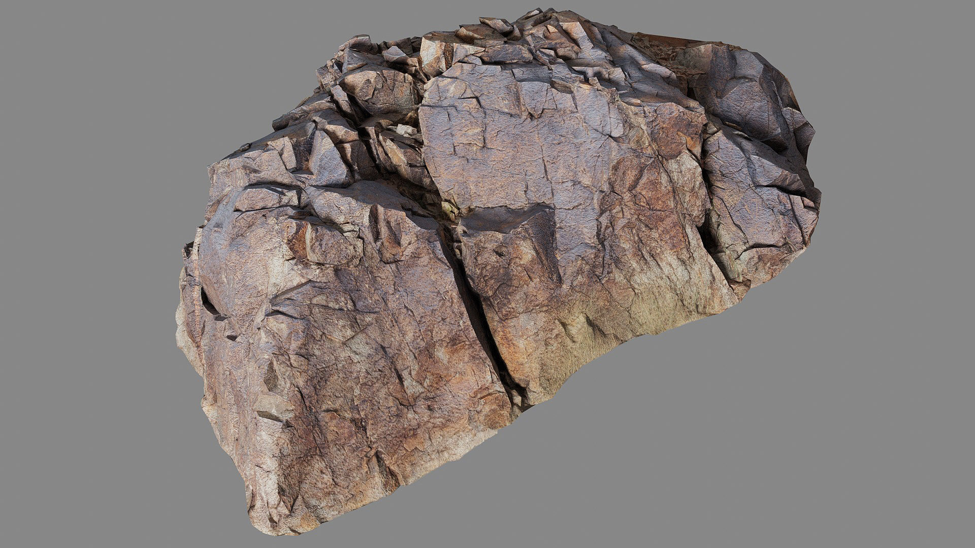 Cracked rock Low-poly 3D model_2