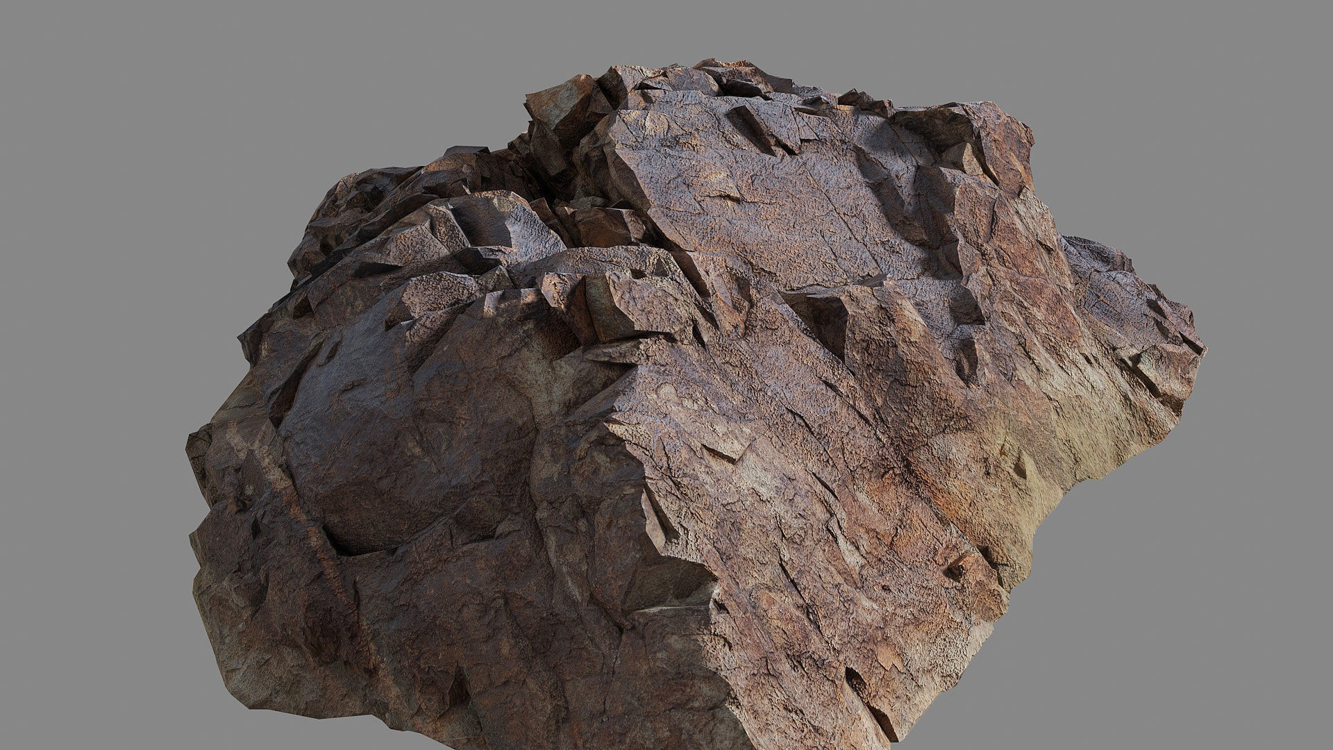 Cracked rock Low-poly 3D model_6