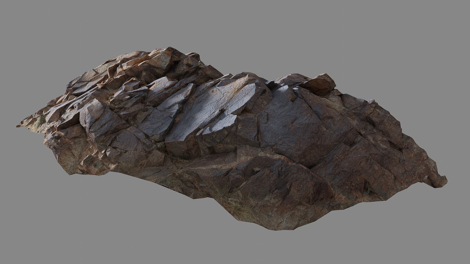Cracked rock Low-poly 3D model_7