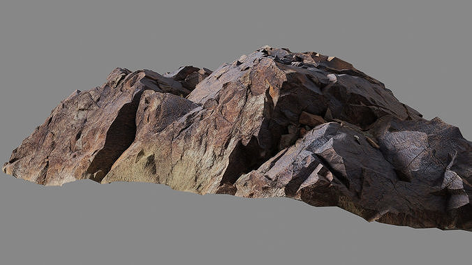Cracked rock Low-poly 3D model