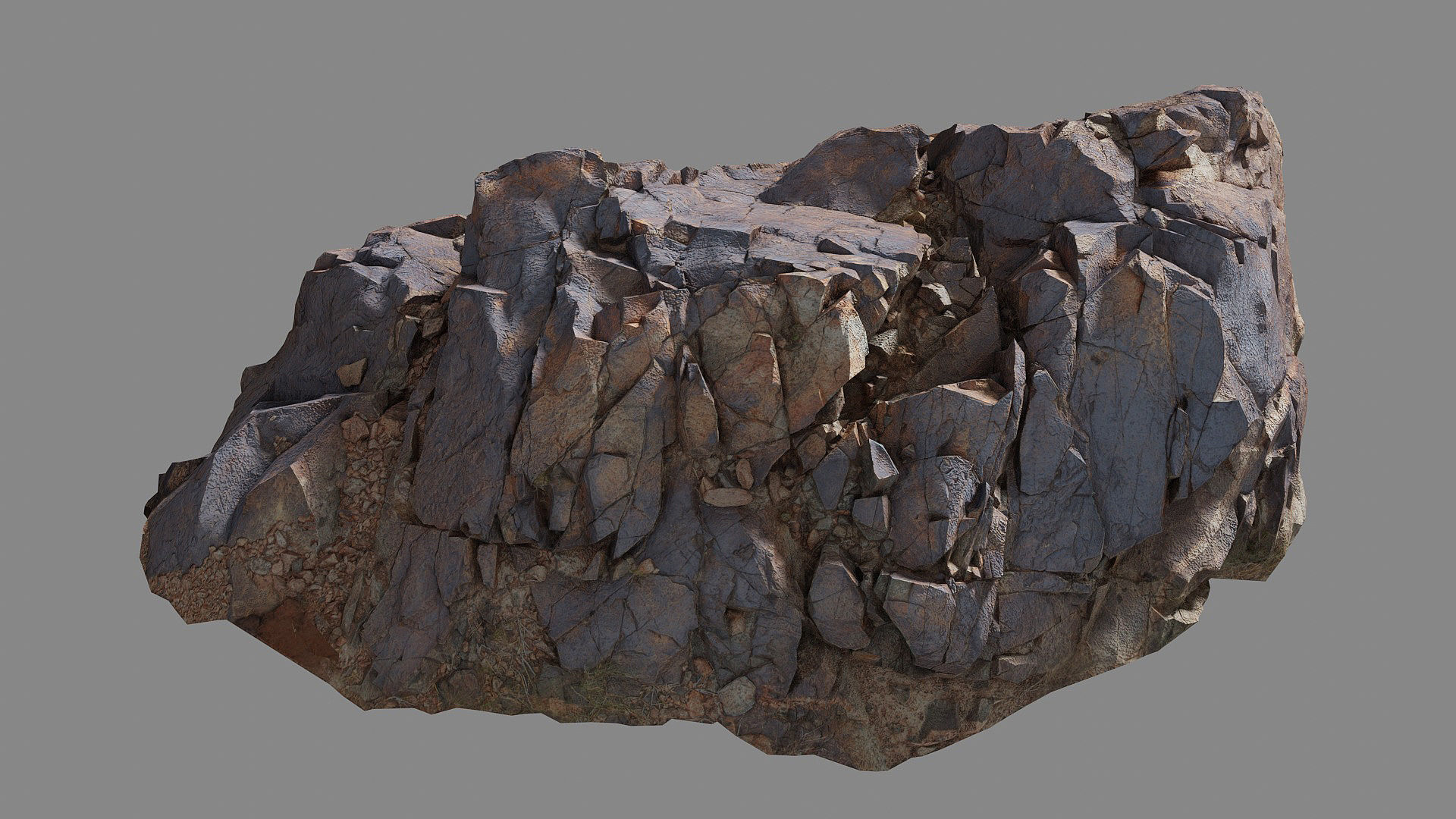 Cracked rock Low-poly 3D model_4