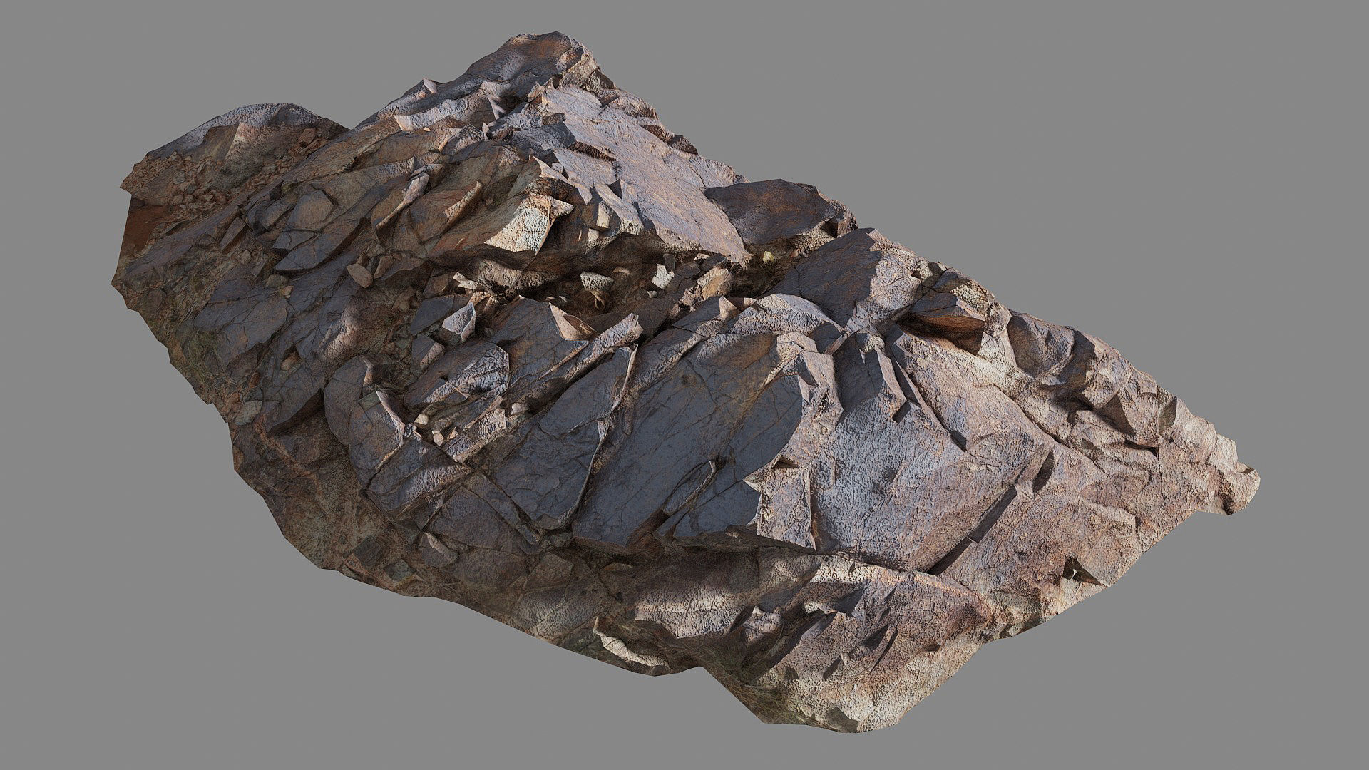 Cracked rock Low-poly 3D model_3