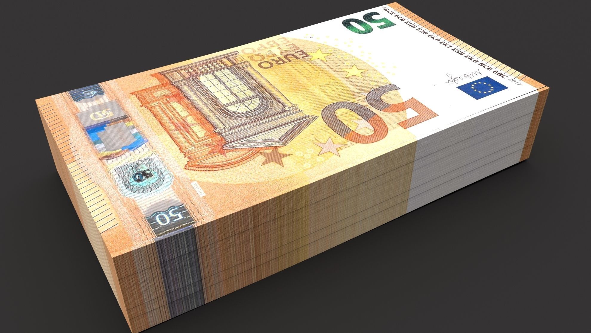 50 euro Banknotes Bill 3D model_2
