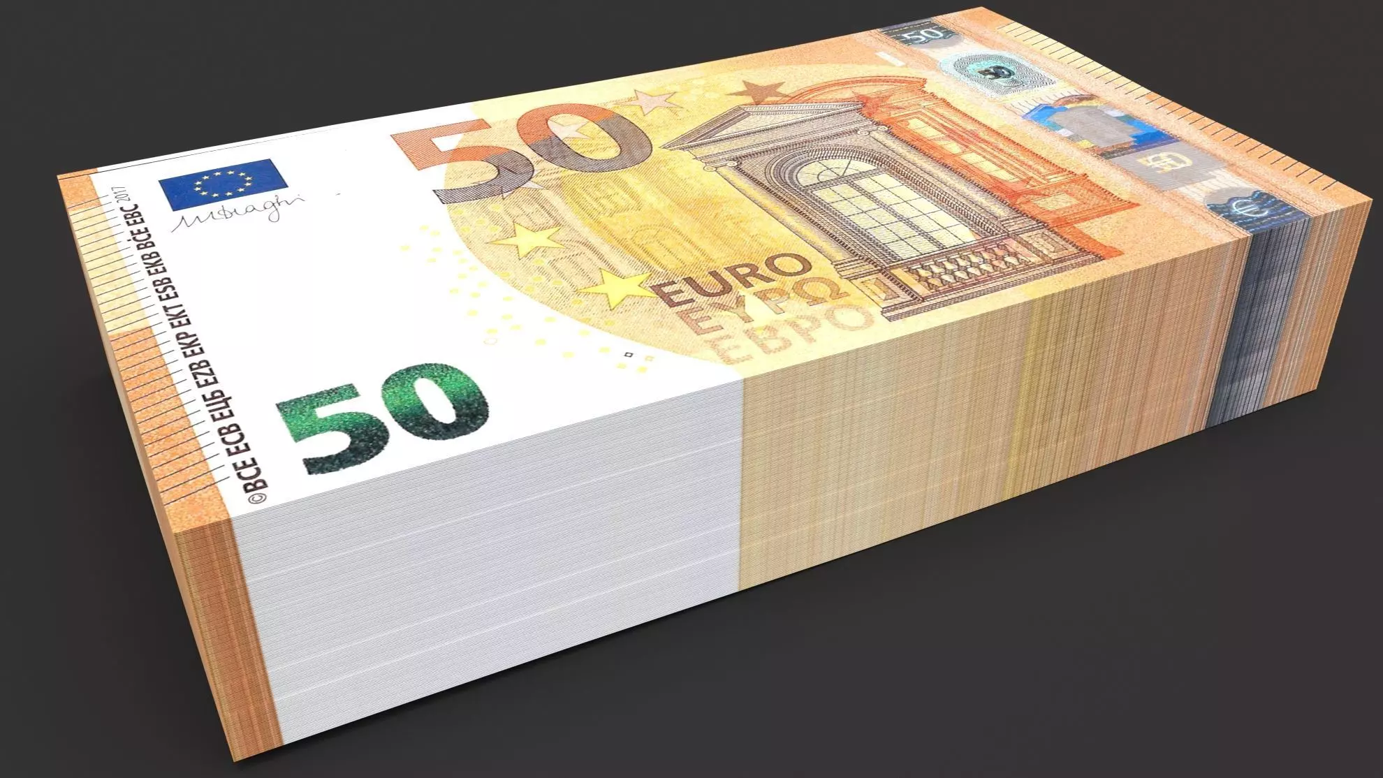50 euro Banknotes Bill 3D model_0