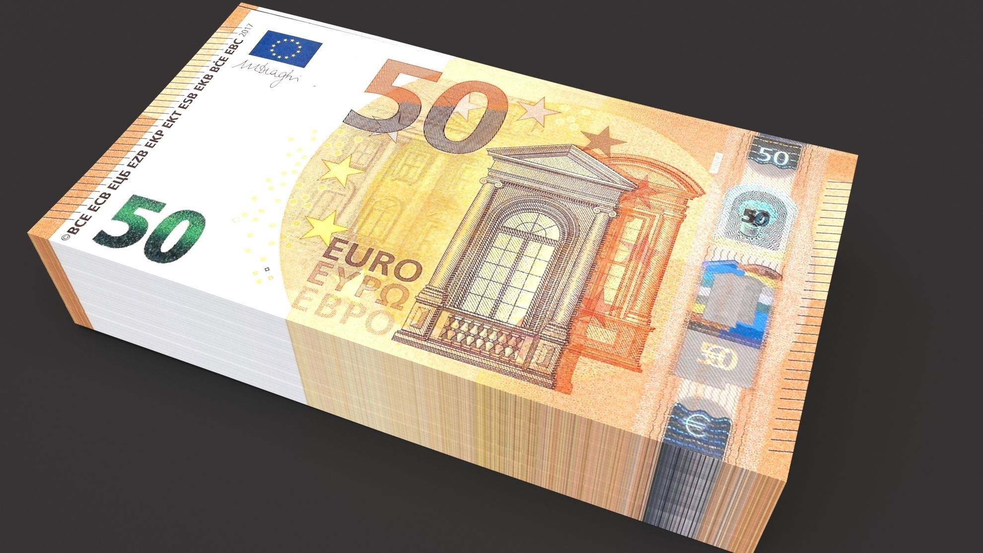 50 euro Banknotes Bill 3D model_1