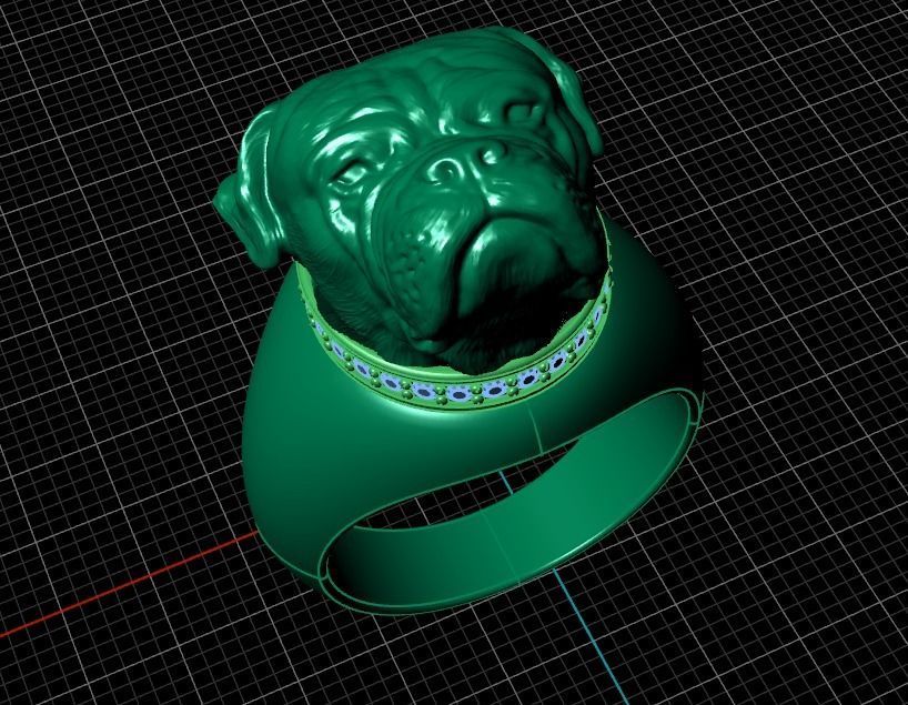 American Bulldog  ring   3D print model_6