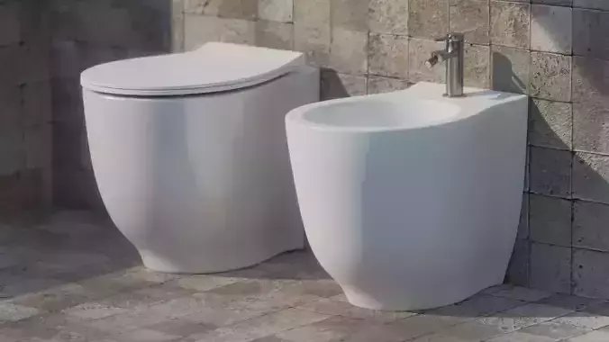 Hatria Le Fiabe wc and bidet Low-poly 3D model