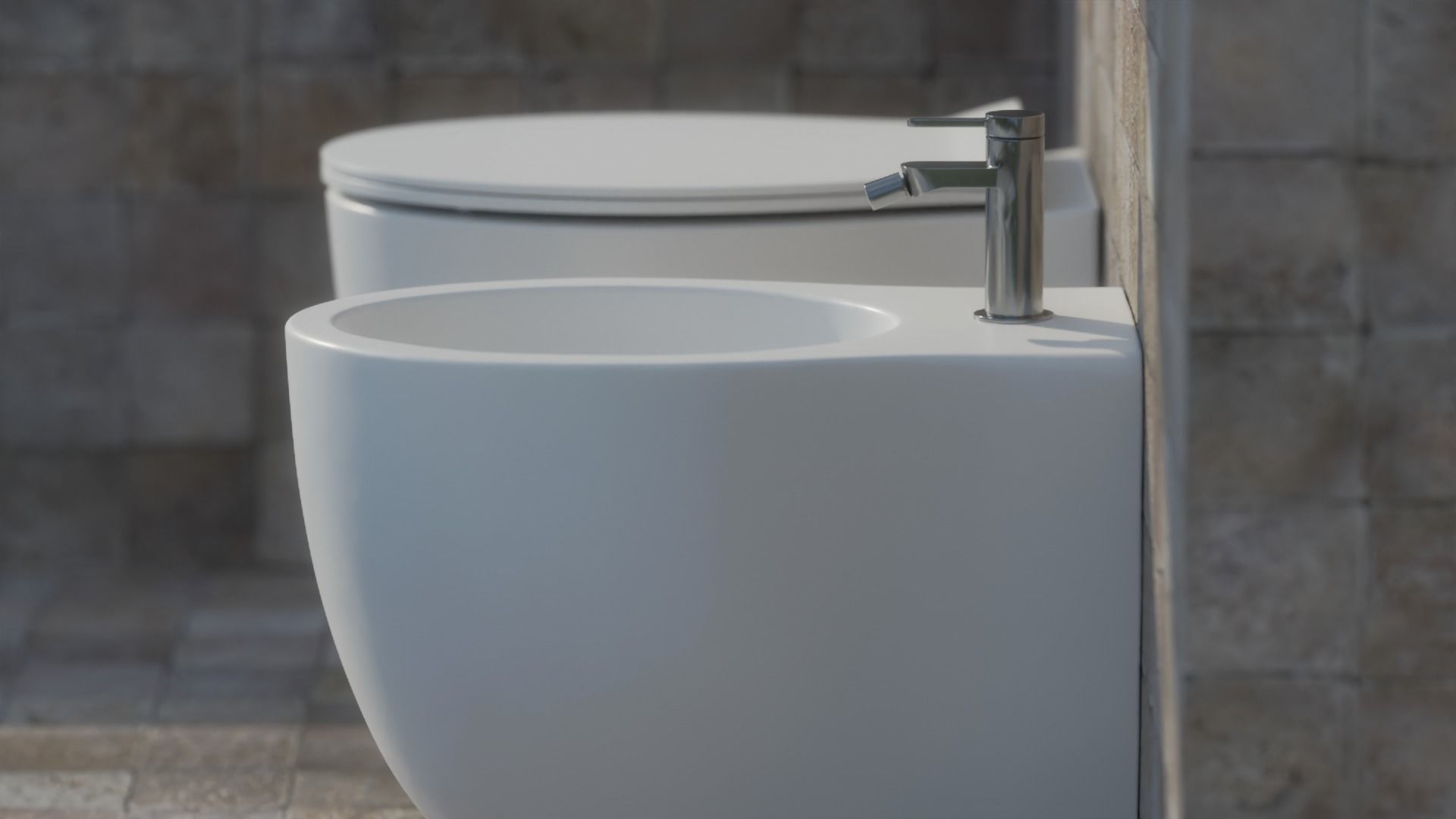 Hatria Le Fiabe wc and bidet Low-poly 3D model_2