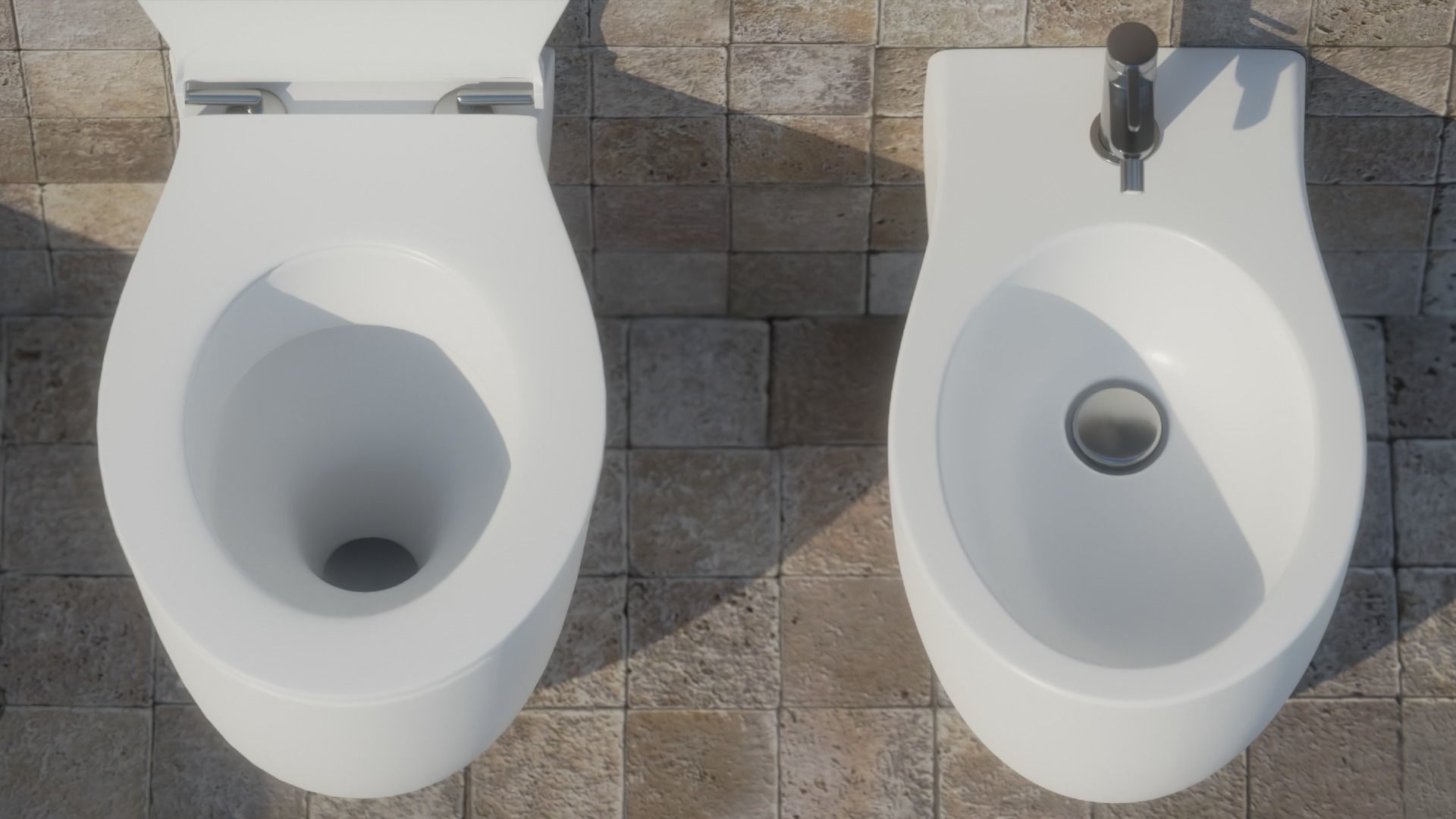 Hatria Le Fiabe wc and bidet Low-poly 3D model_1