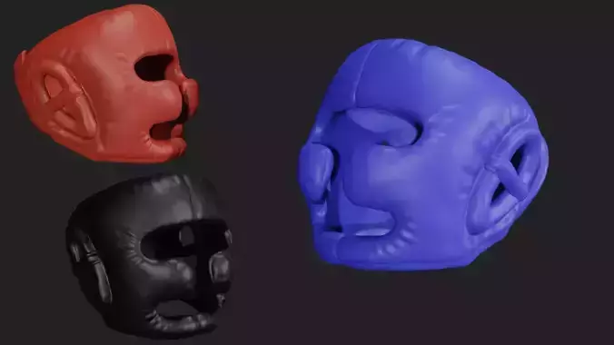 Boxing equipment - headgear and gloves Low-poly 3D model