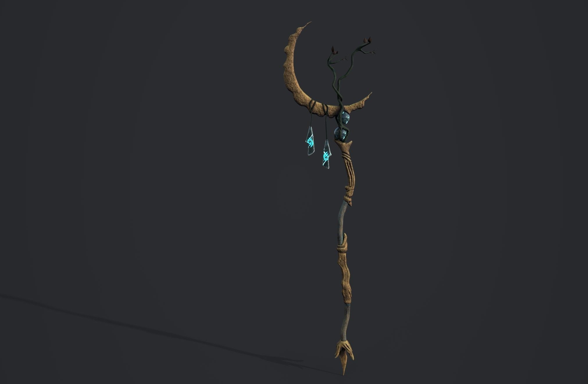 Druid Staff Low-poly 3D model_1