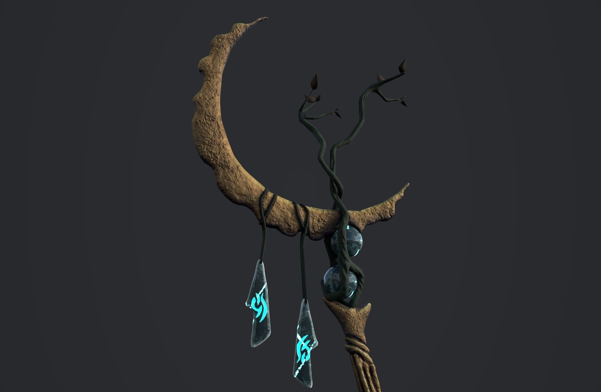 Druid Staff Low-poly 3D model_3