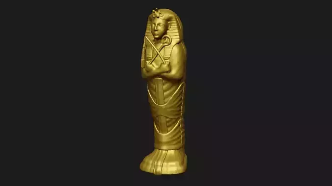Sarcophagu golden statue of egyptian pharaoh Low-poly 3D model