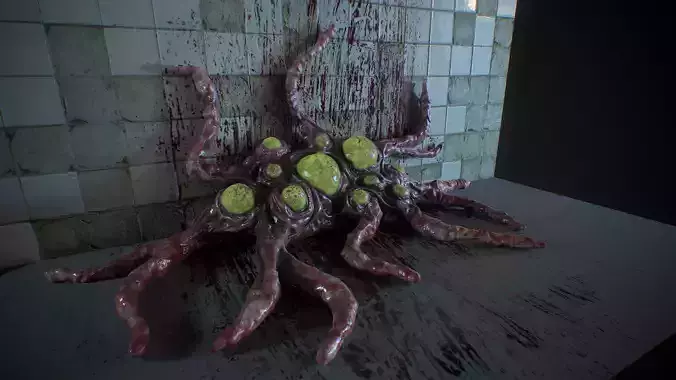 Biomass corruption alien plant - gameready Low-poly 3D model