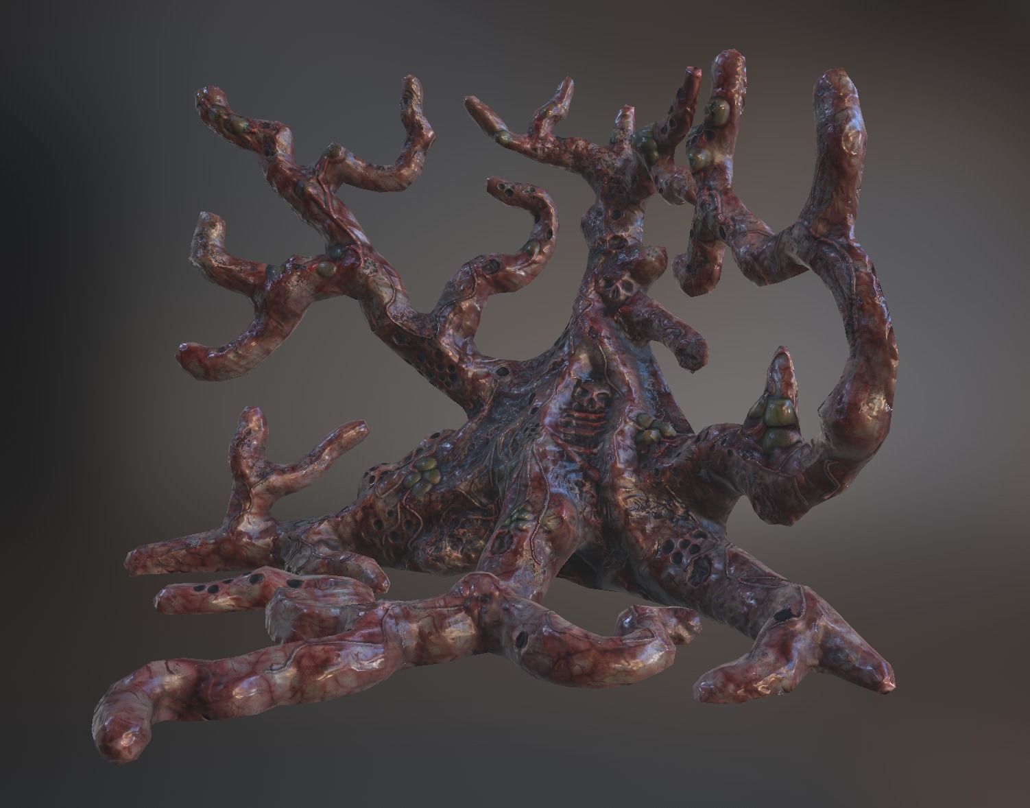 Biomass corruption alien plant - gameready Low-poly with PBR Low-poly 3D model_3