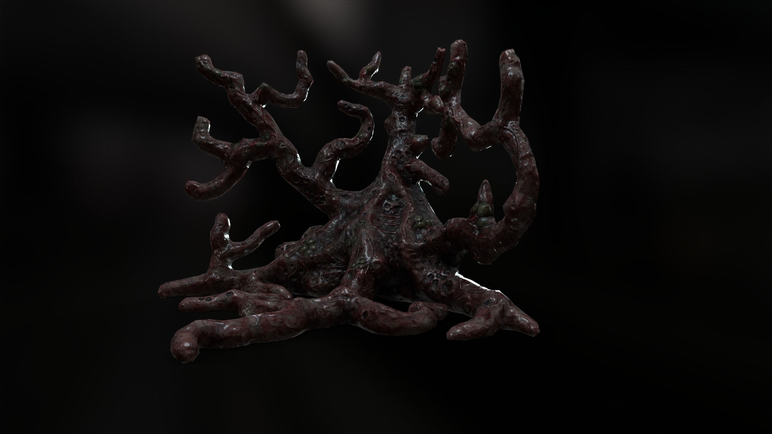 Biomass corruption alien plant - gameready Low-poly with PBR Low-poly 3D model_6