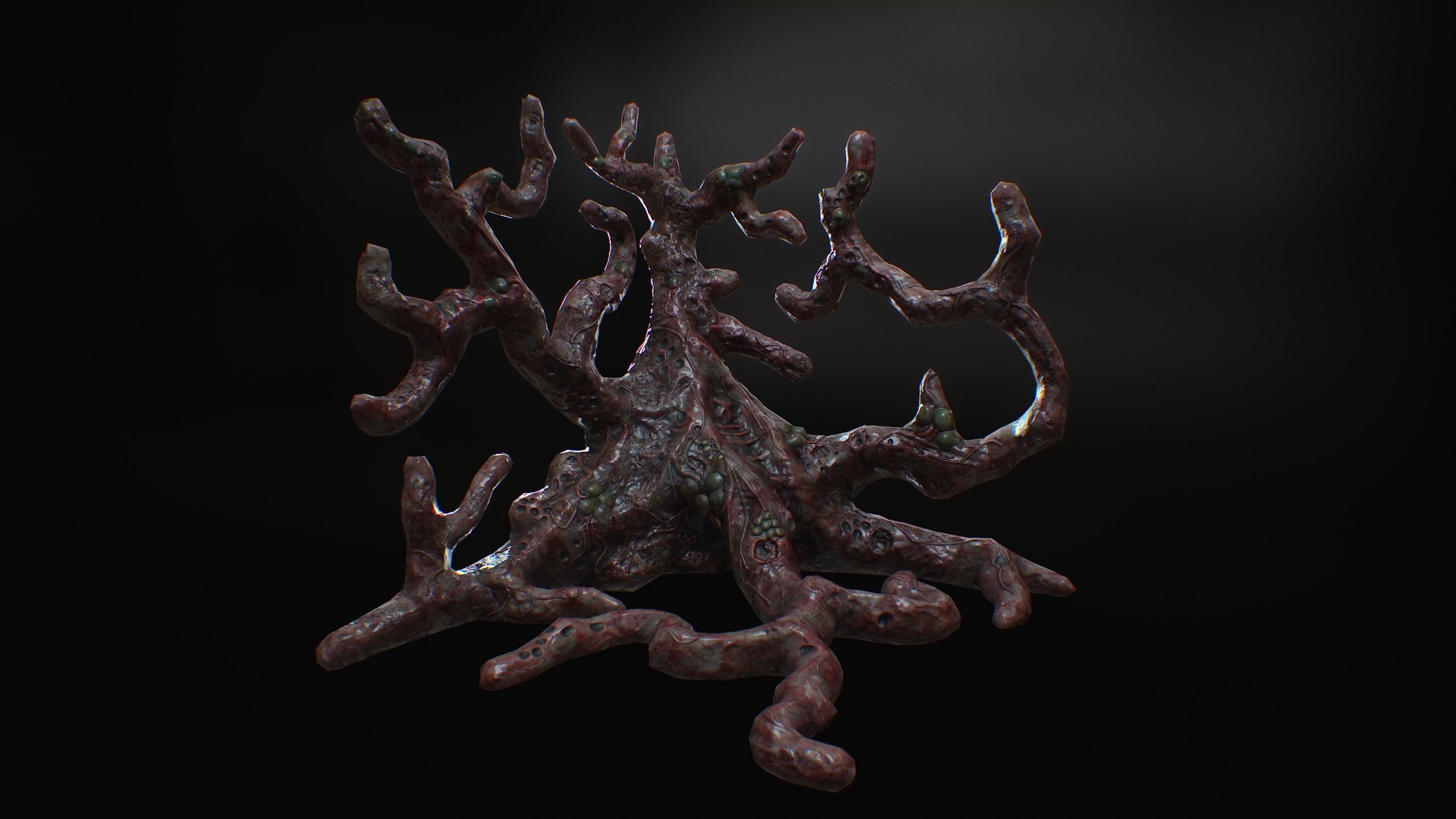 Biomass corruption alien plant - gameready Low-poly with PBR Low-poly 3D model_5