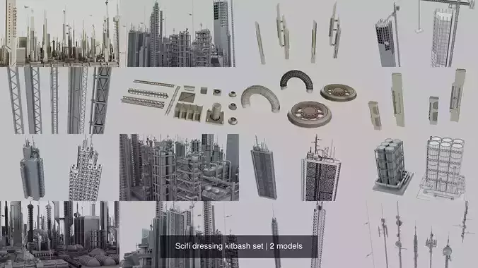Scifi dressing kitbash set 3D Model Collection