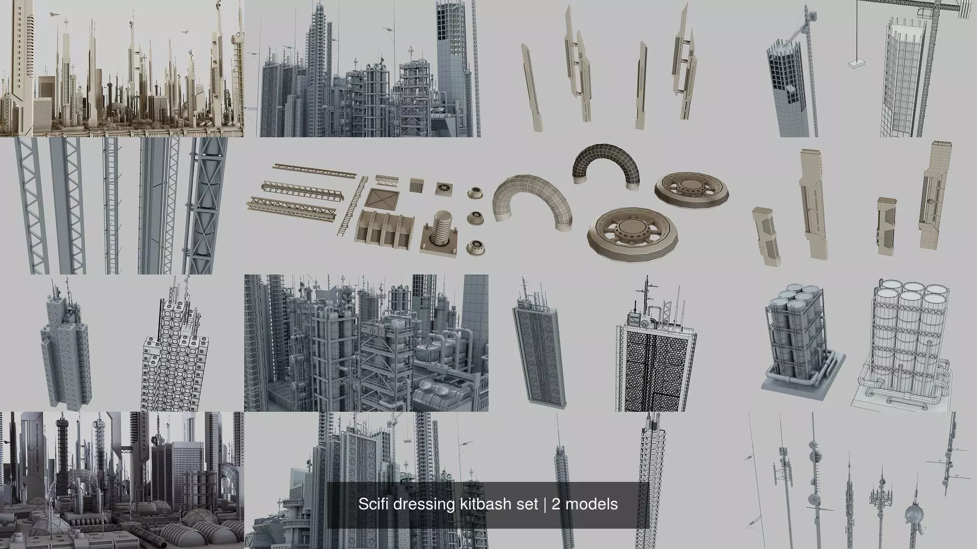 Scifi dressing kitbash set 3D Model Collection_0