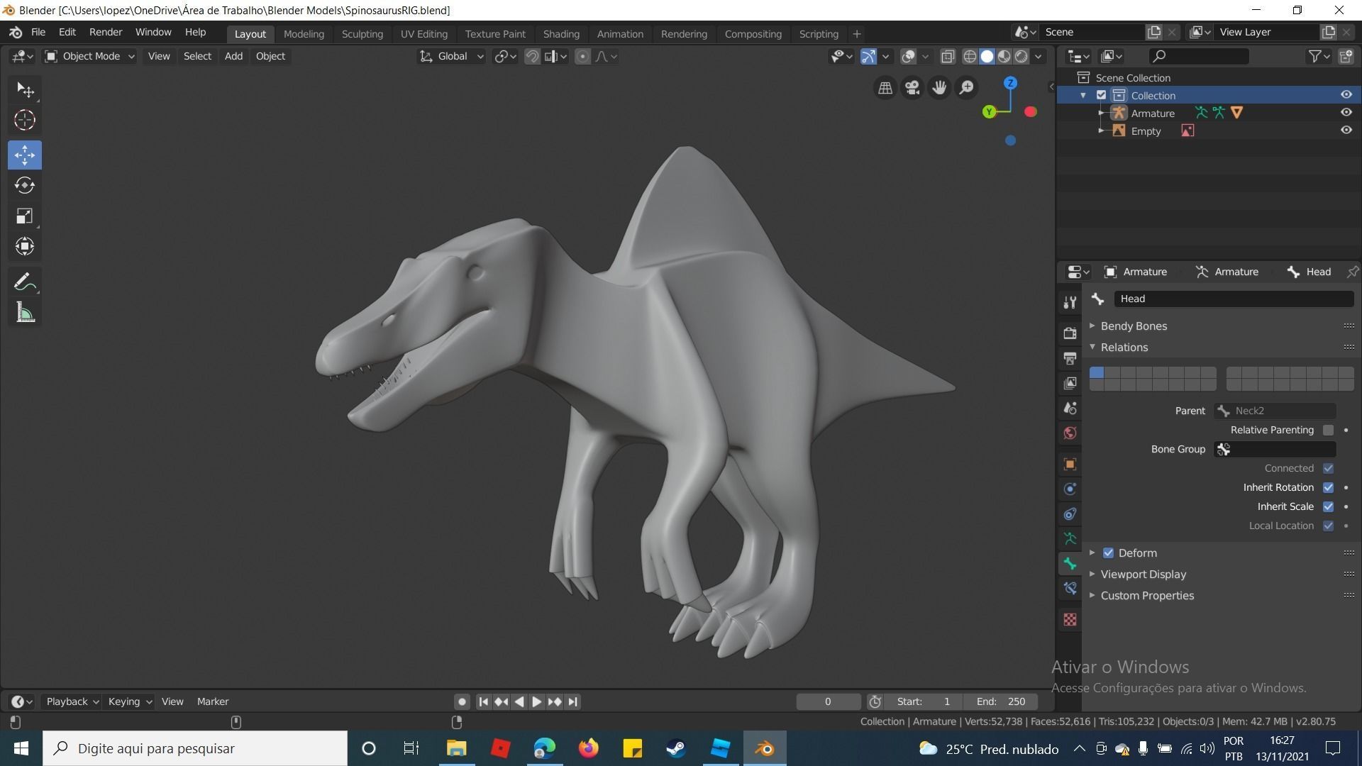 Modelo Espinossauro By BluRaptorMsv Free low-poly 3D model_1