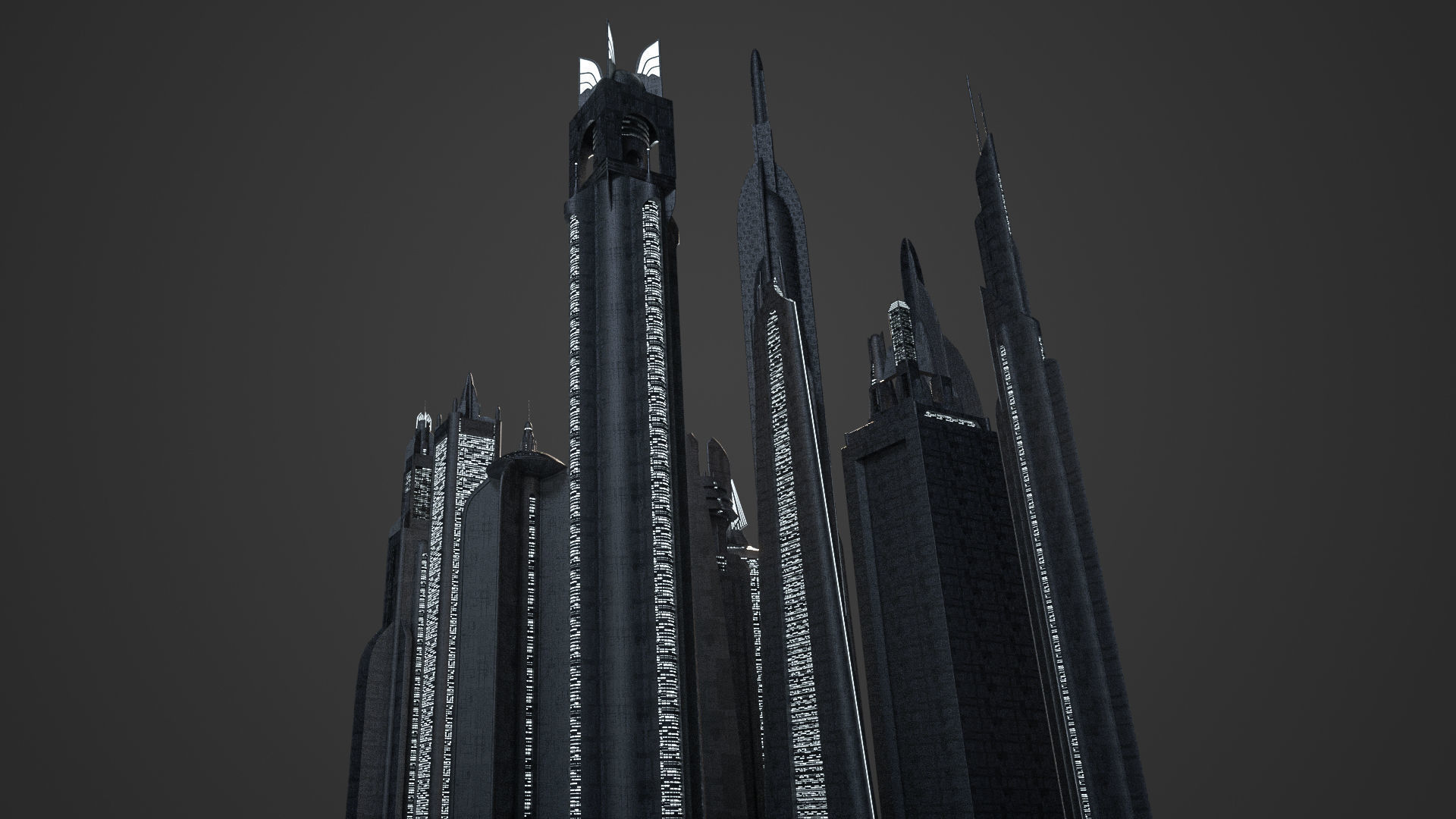 SciFi City Low-poly 3D model_3