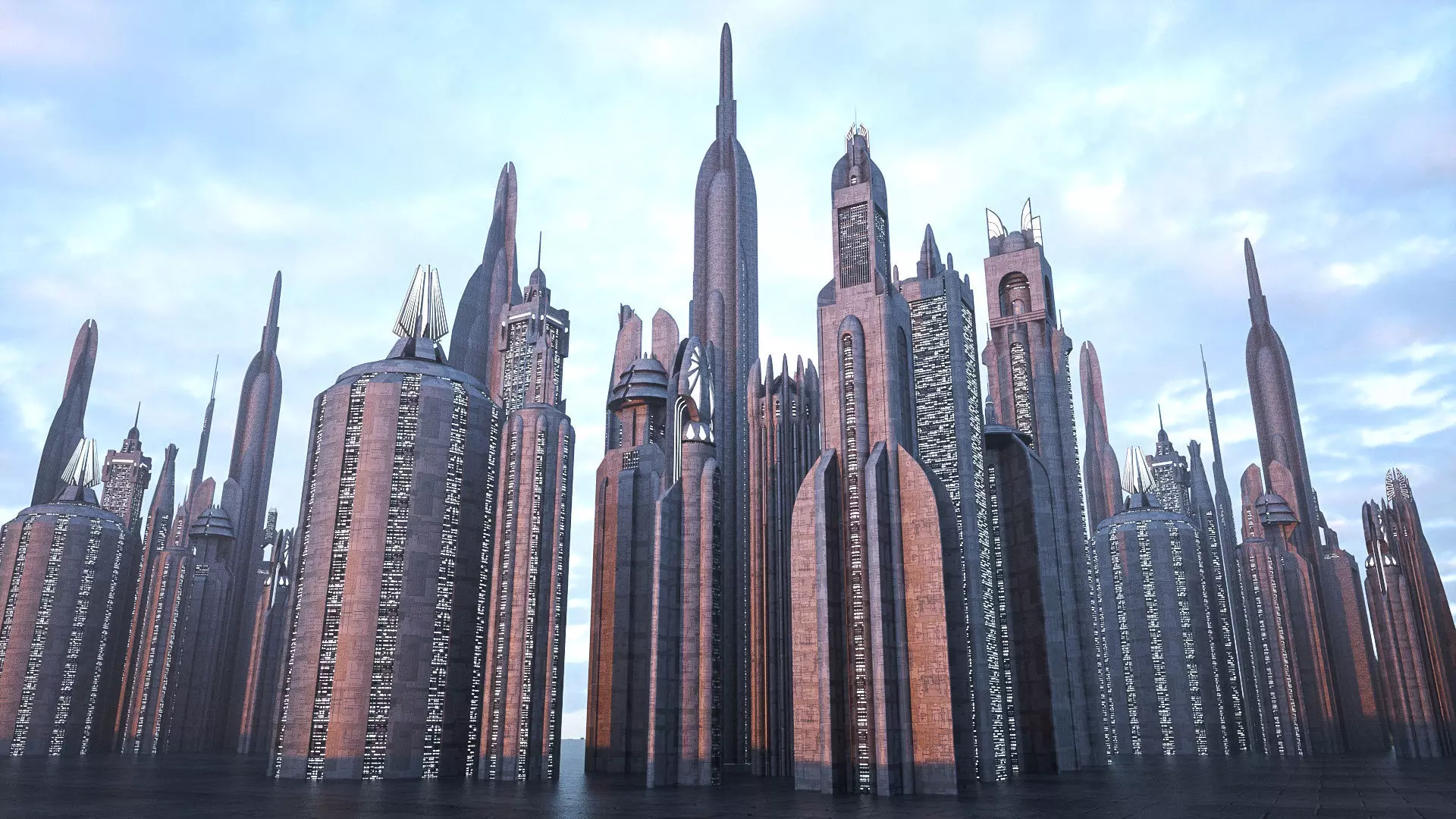 SciFi City Low-poly 3D model_0