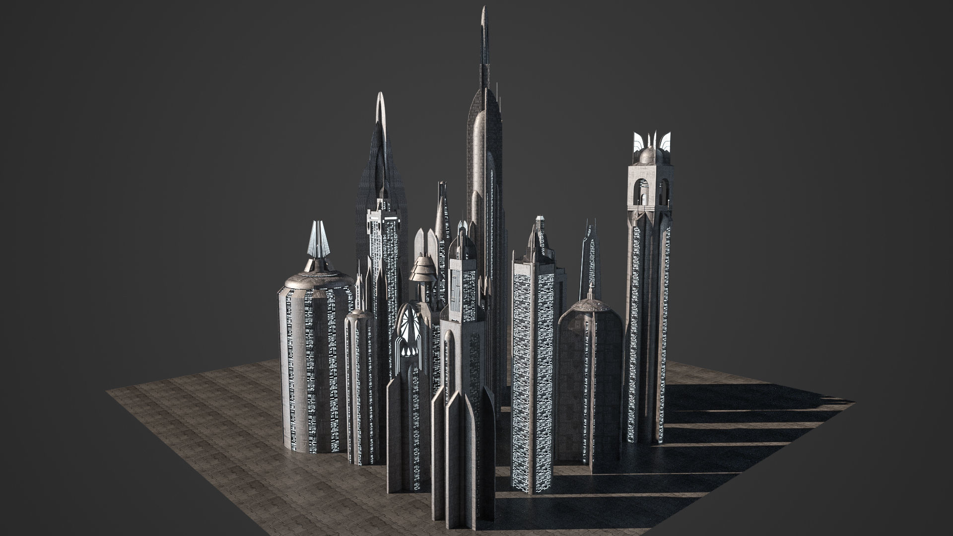 SciFi City Low-poly 3D model_1