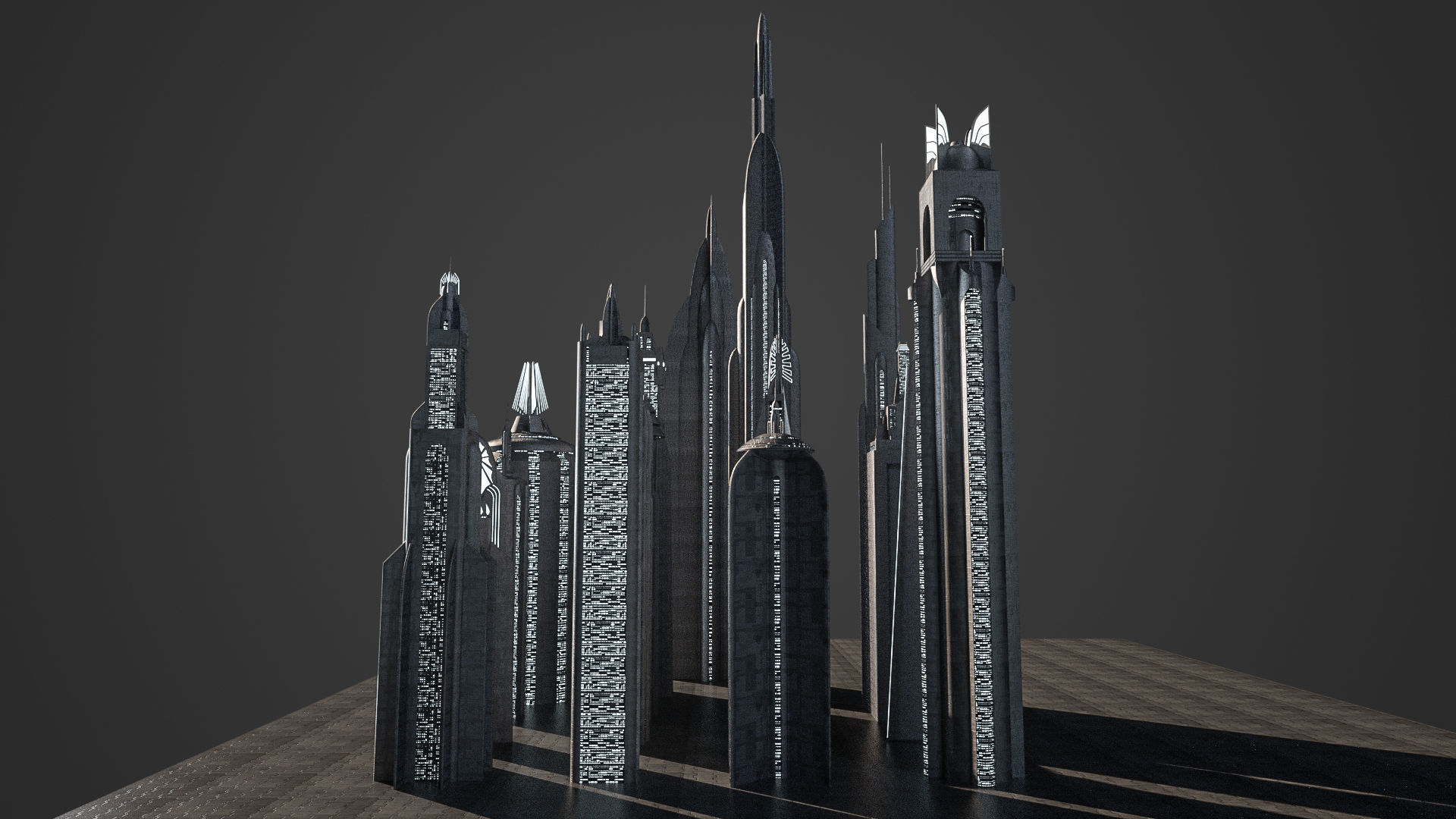 SciFi City Low-poly 3D model_2