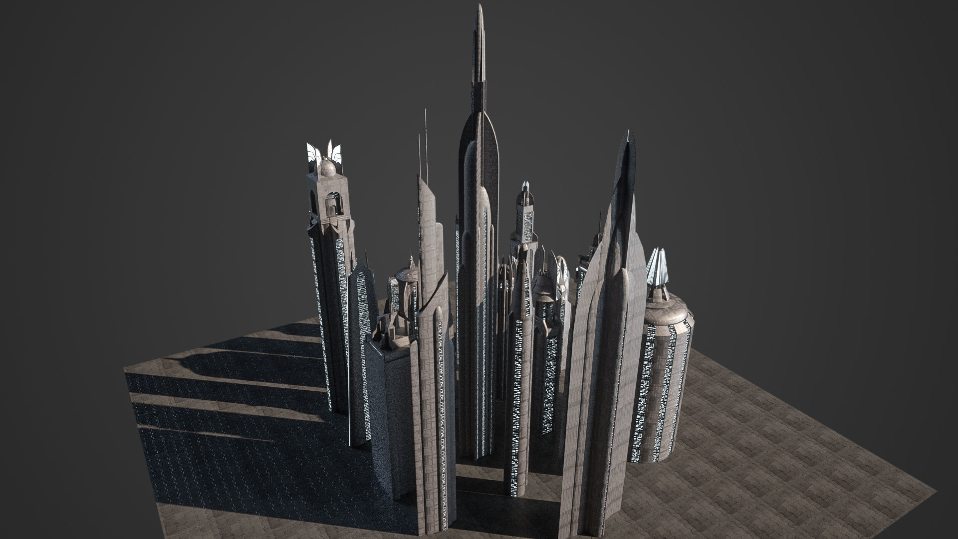 SciFi City Low-poly 3D model_4
