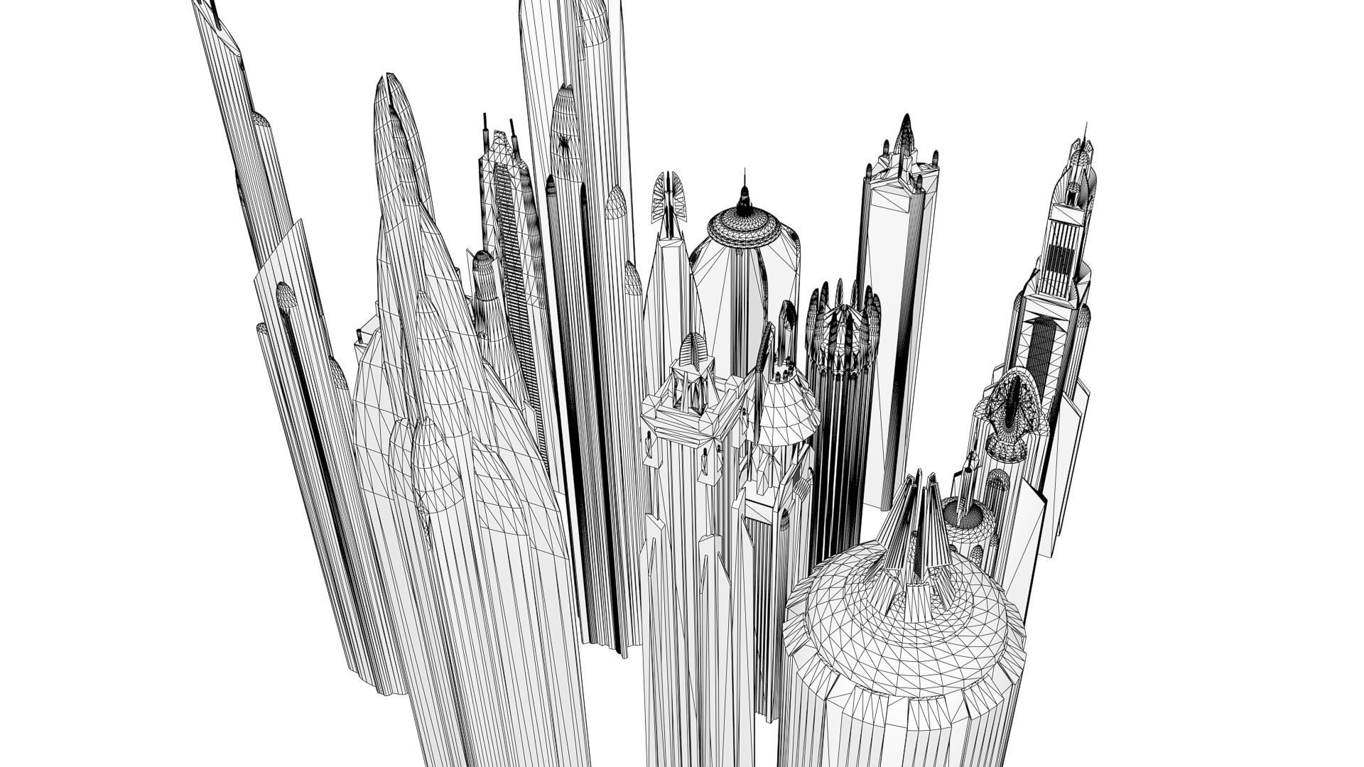 SciFi City Low-poly 3D model_7