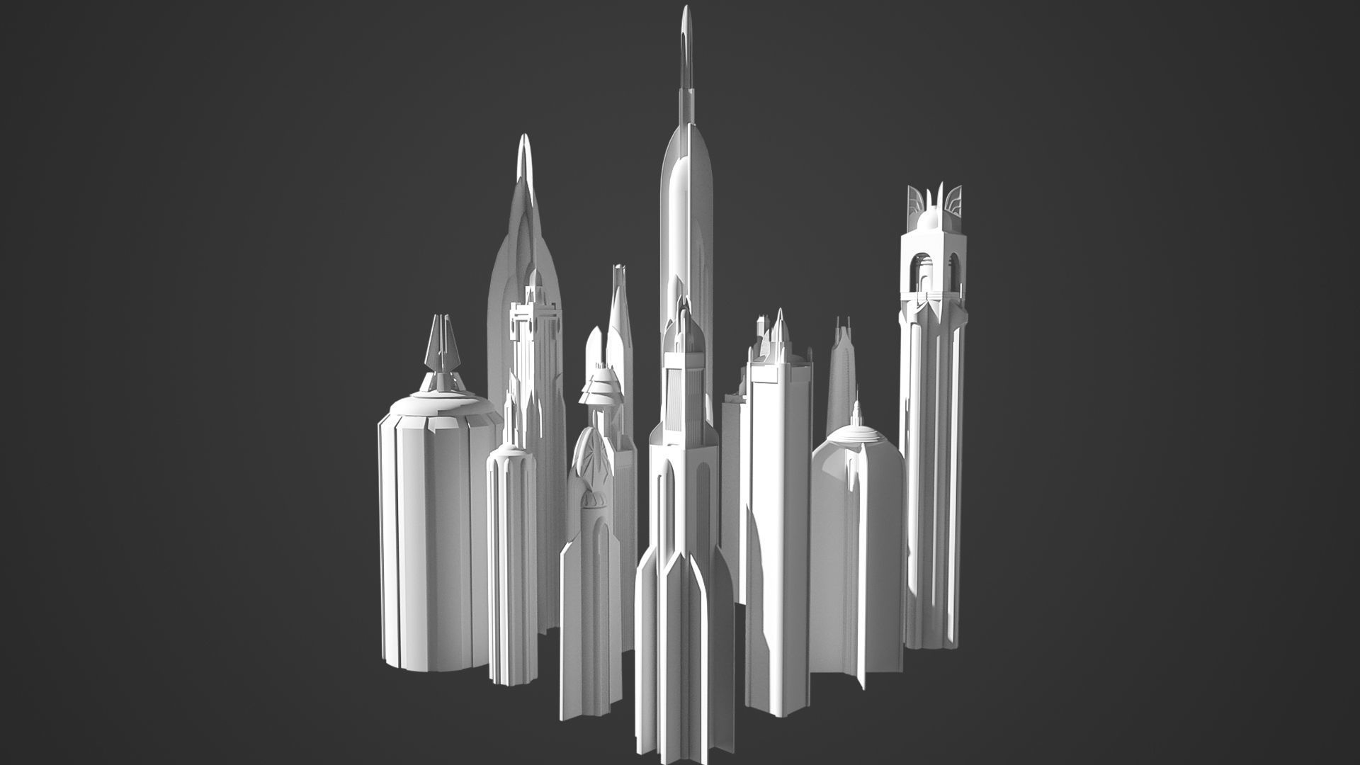 SciFi City Low-poly 3D model_5