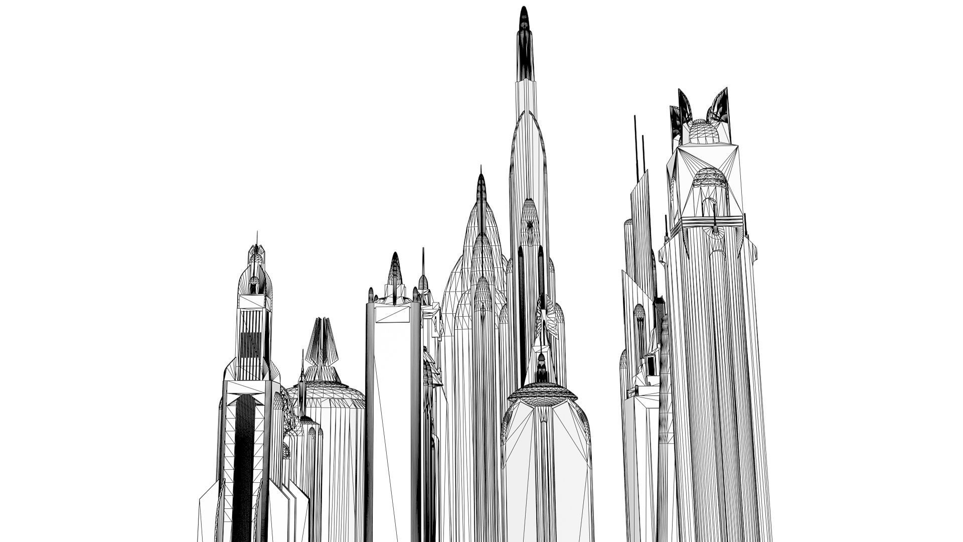 SciFi City Low-poly 3D model_6