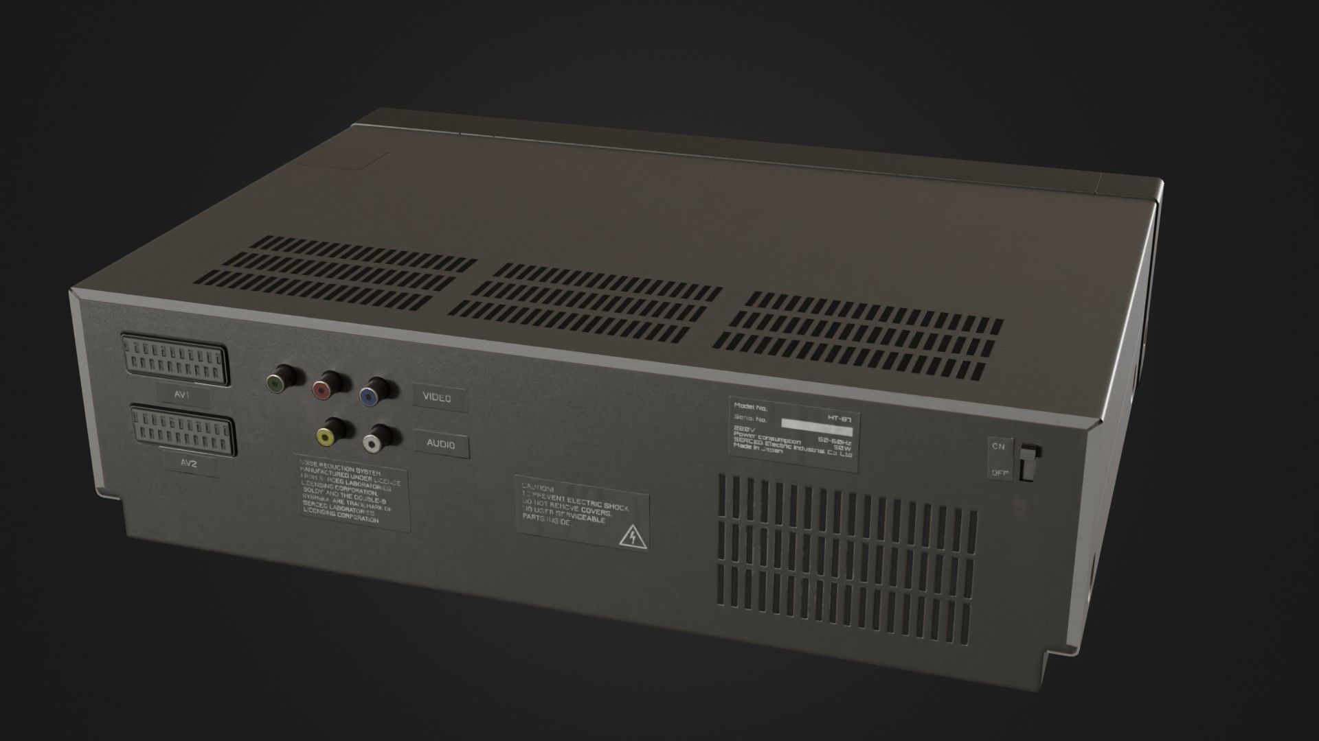 Old VHS recorder VCR 02 Low-poly 3D model_19
