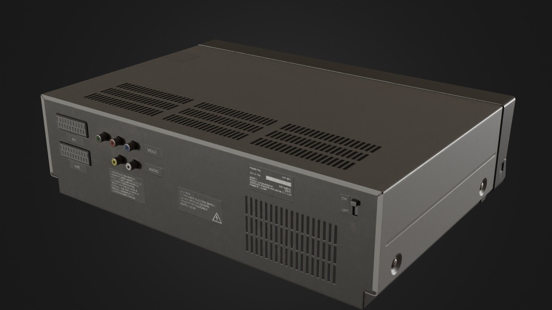Old VHS recorder VCR 02 Low-poly 3D model_17