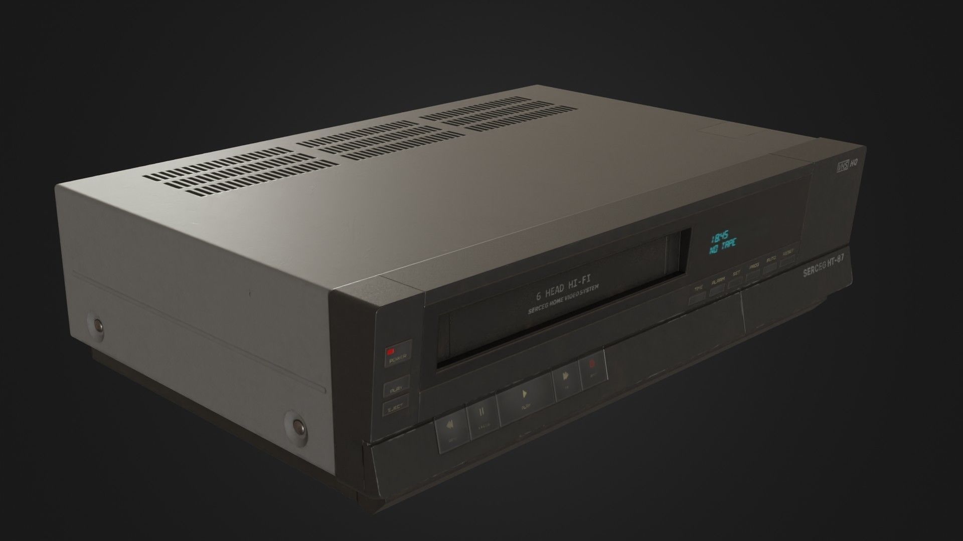 Old VHS recorder VCR 02 Low-poly 3D model_6