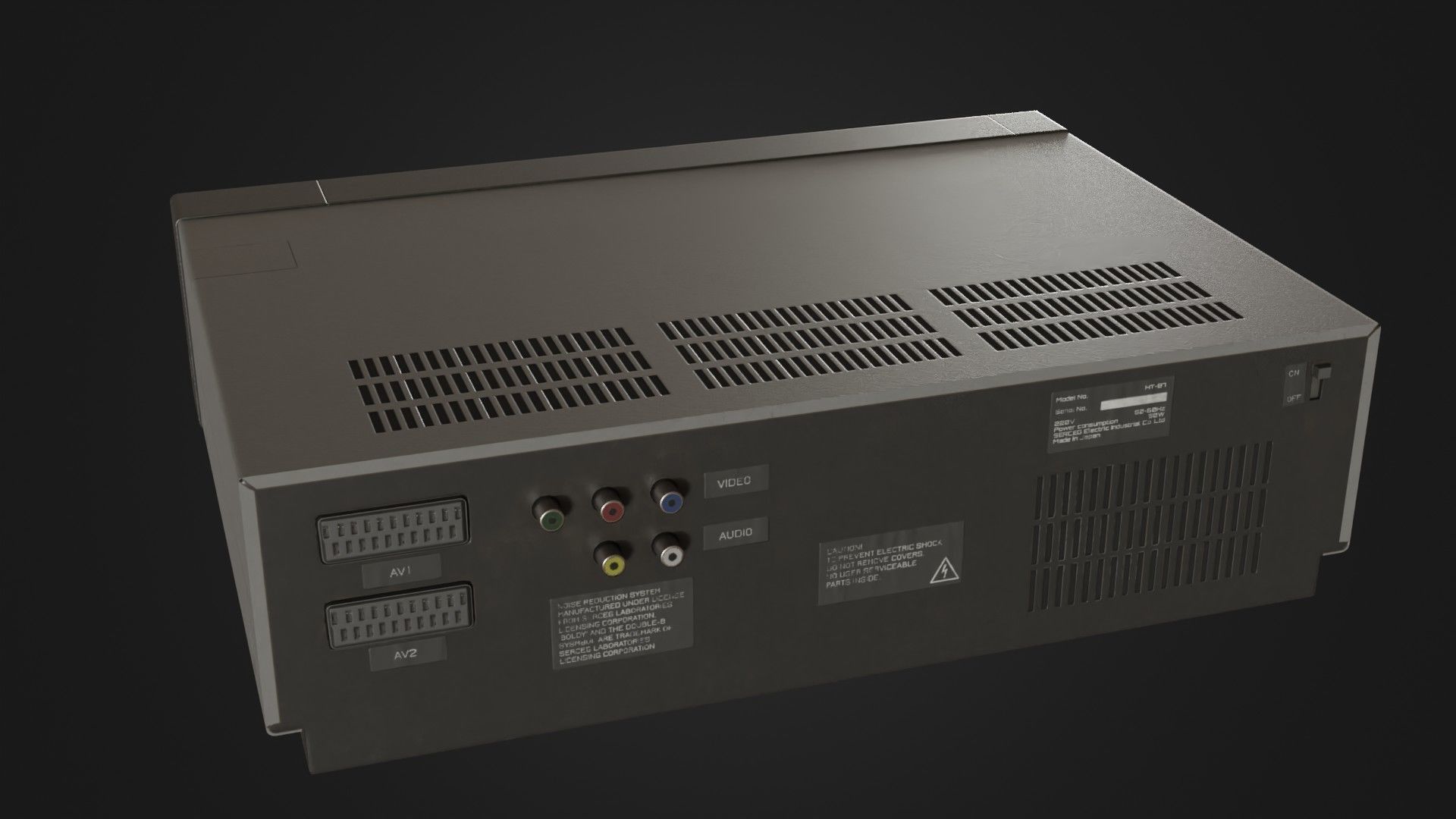 Old VHS recorder VCR 02 Low-poly 3D model_23