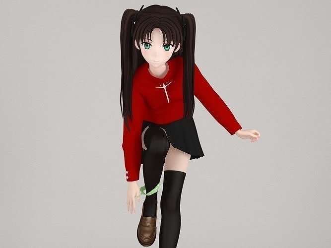 Rin Tohsaka anime girl pose 03 3D model