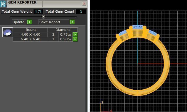 3 Stone Ring RDs 3D print model_4