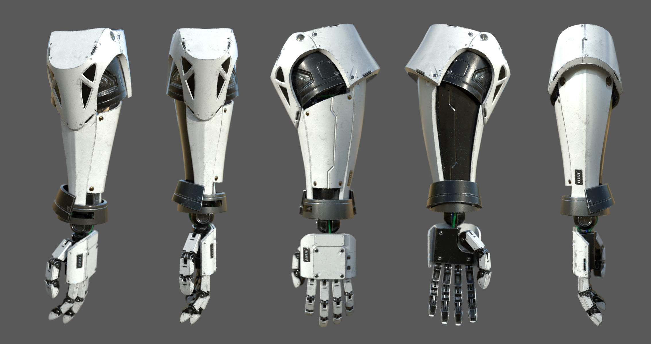 Robot Arm For Art White 3D model_3