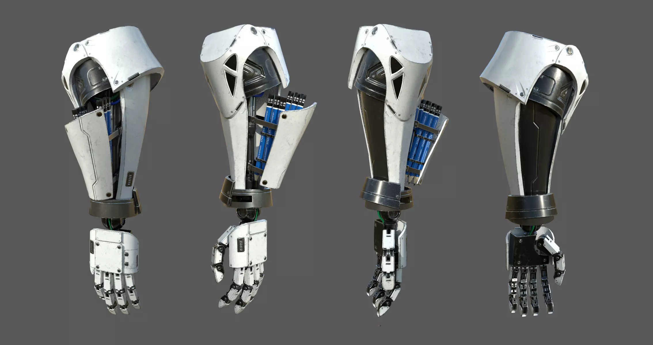 Robot Arm For Art White 3D model_0