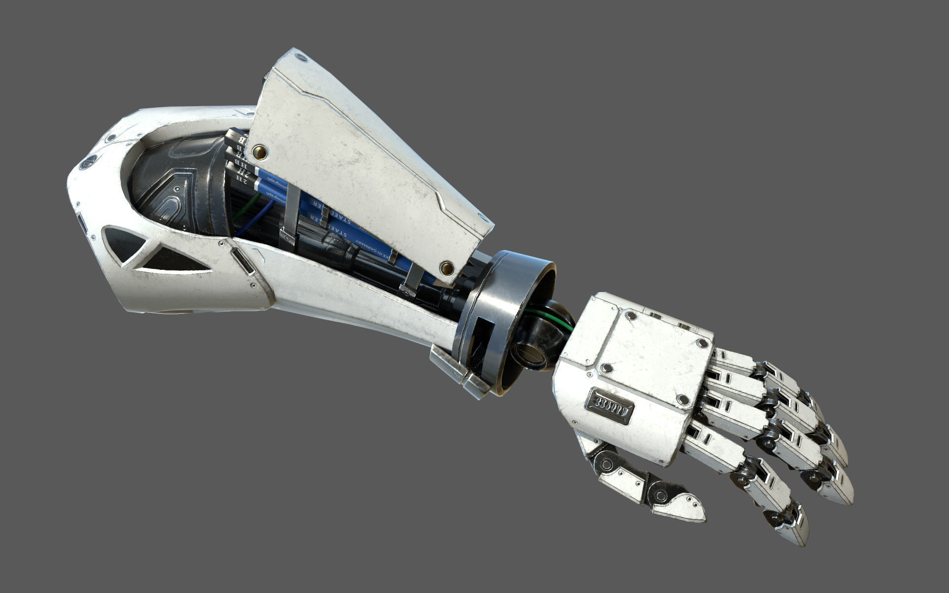 Robot Arm For Art White 3D model_5